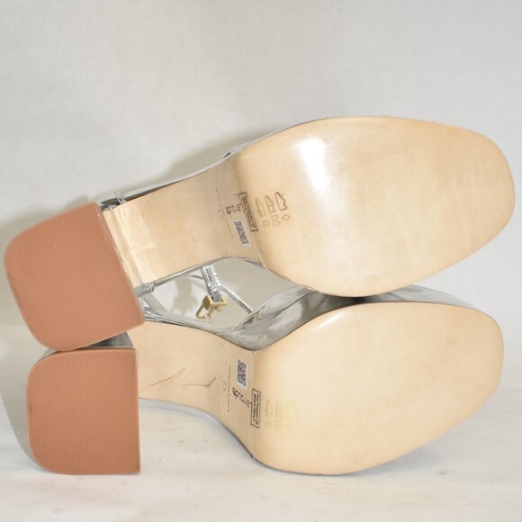 $350 Larroude Ari Strap Platform Heel SANDAL PUMP LEATHER SILVER 7.5 (DB29) - Picture 6 of 7